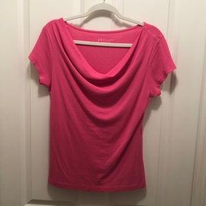 Philosophy bright pink drape neck tee